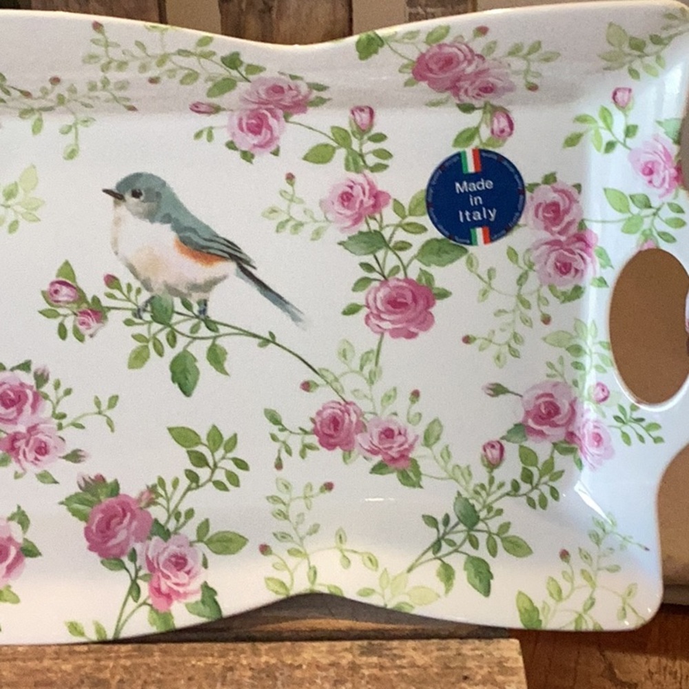 Floral & Bird Melamine Serving Tray - Picture 3 of 5